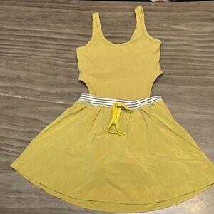 AERIE WOMENS GREEN OFFLINE CHARTREUSE RIBBED  ROMPER DRESS SMALL